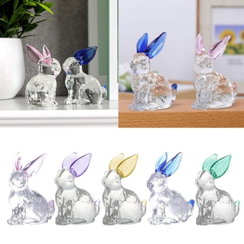 Estatueta De Jardim De Estátua De Coelho De Vidro Cristal VIVV Para Decoração De Mesa De Escritório Doméstico