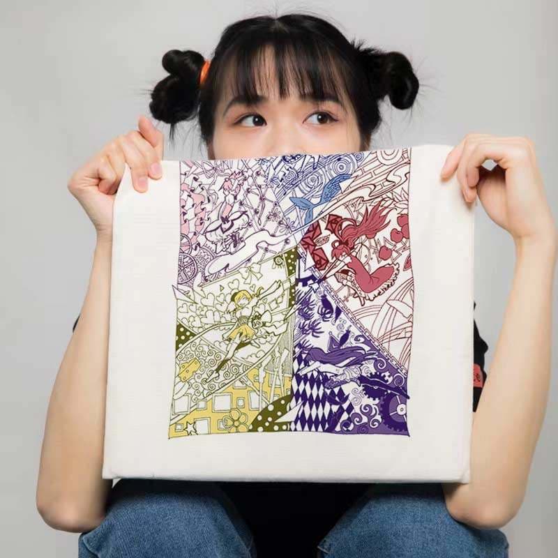 2026 menina mágica Madoka bolsa de lona mercadoria bidimensional Shikame Yuan Xiaomei Yanba mami impresso bolsa de pano