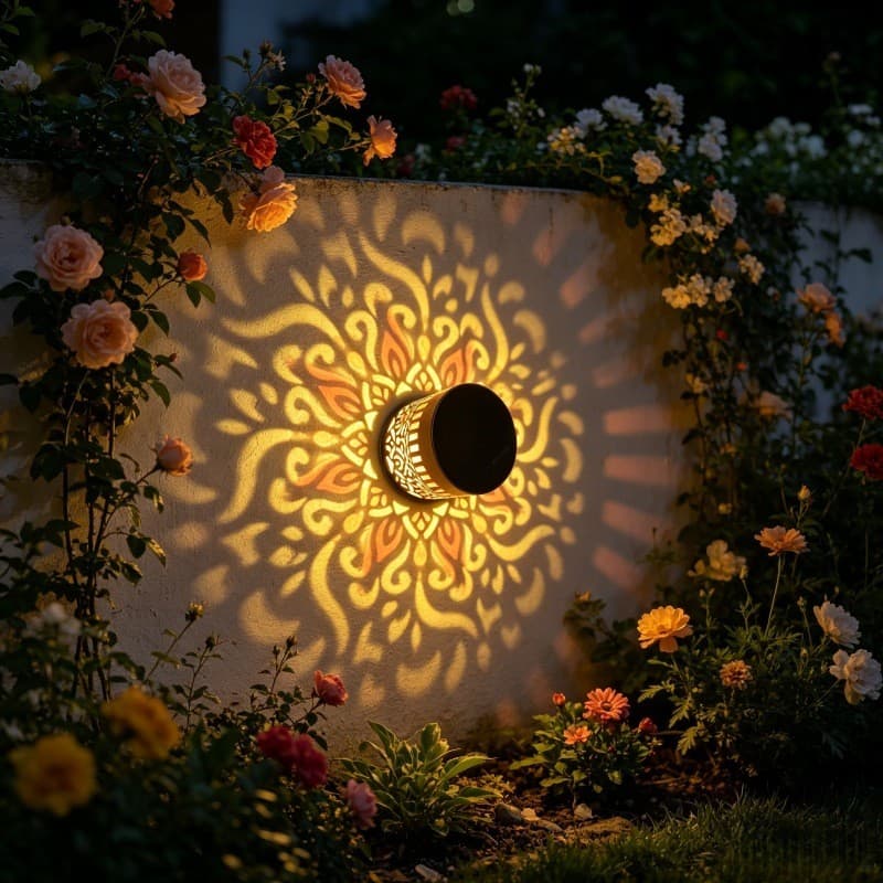 Luminária de parede solar com flores de mandala, decoração de jardim externo, luminária de parede com girassóis para pai