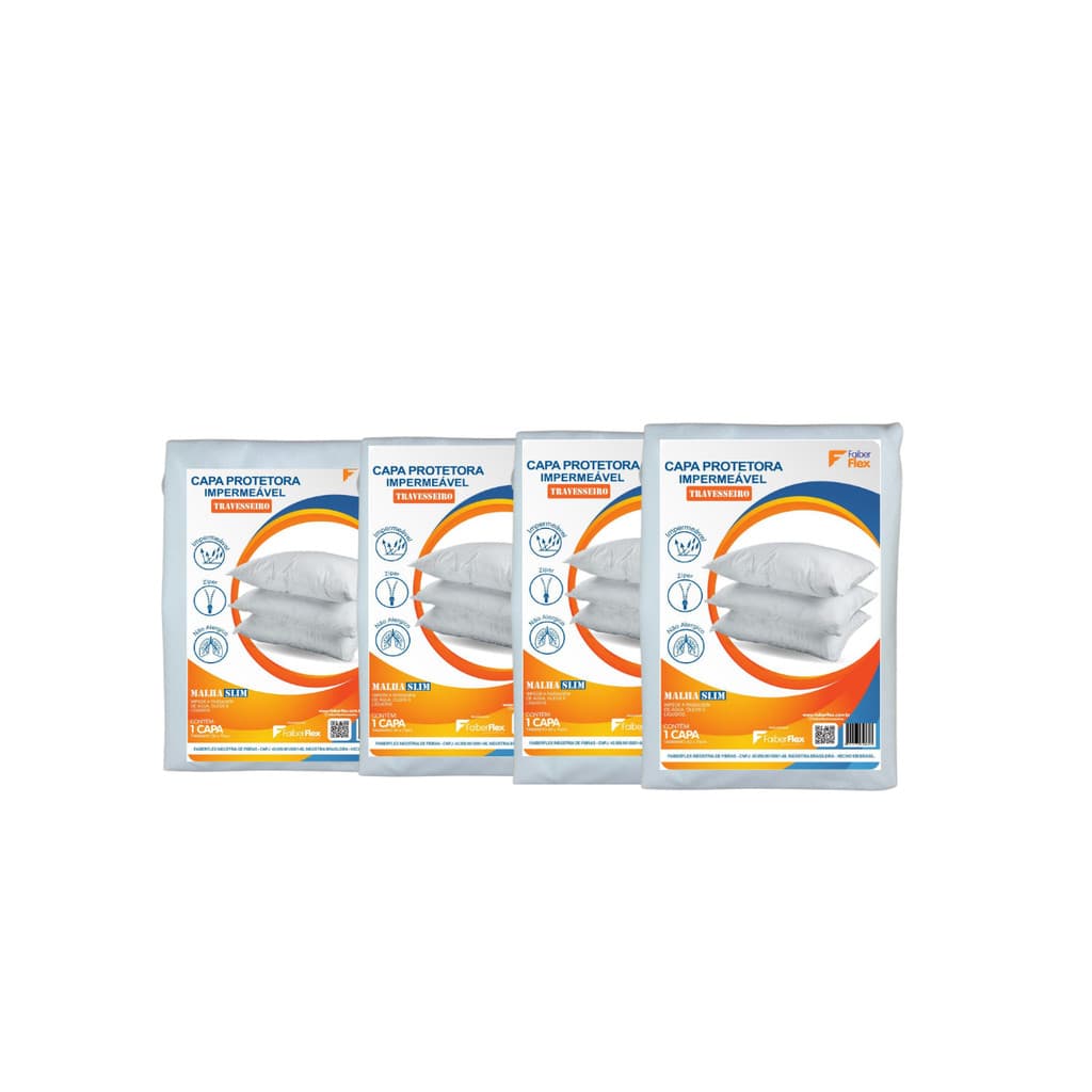 Kit 4 Capas Protetoras Travesseiro Família Impermeável Zíper