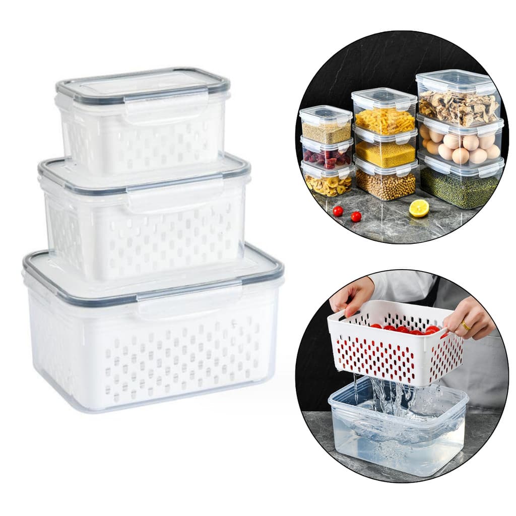 Kit Organizadores Herméticos Plástico PP Vedação Perfeita Mantém Alimentos Frescos por Mais Tempo