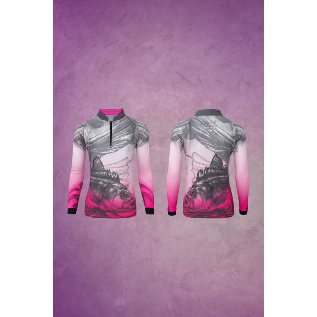 Camisa Camiseta de Pesca Feminina Infantil Tucunare - Gola Zíper Proteção Solar UV New Fisher - NF47i
