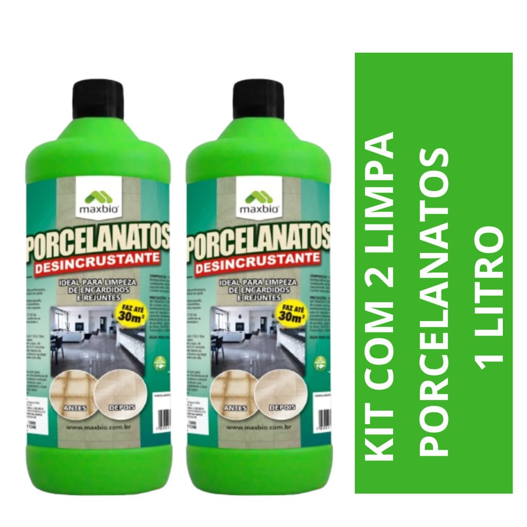 LIMPA PORCELANATOS DESINCRUSTANTE 1L KIT COM 02UN MAXBIO