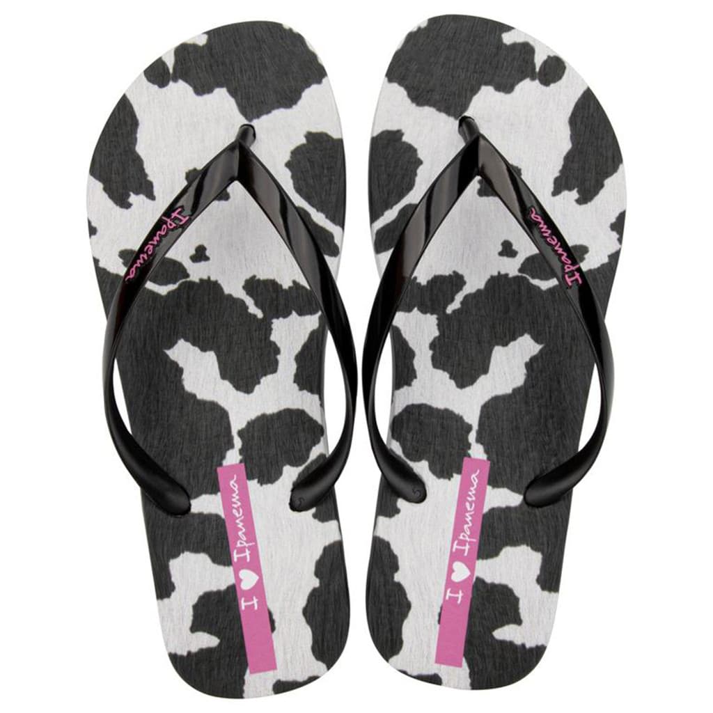 Chinelo Dedo Trendy Vaca Animal Print Paisley Ipanema Preto Branco Azul Tira Fina Conforto Leve Feminino