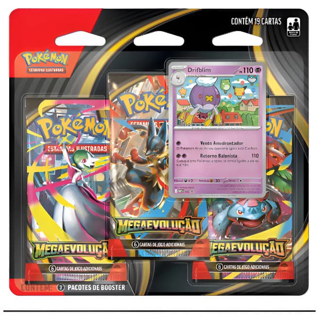 Blister Triplo Pokemon Megaevolução Drifblim ou Drifloon - Copag- Português