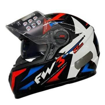 CAPACETE FW3 GTX STAR PRETO AZUL VERMELHO COM OCULOS 56 S