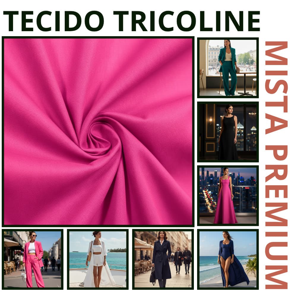 Tecido Tricoline Mista Liso Premium 1,50 de Largura Algodão Poliester