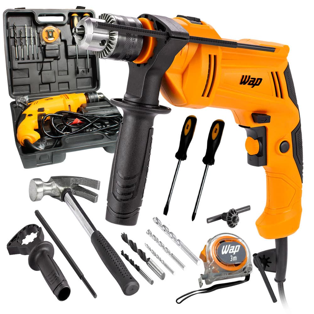Parafusadeira E Furadeira de Impacto Mandril 13mm 700W 3000Rpm Com Maleta WF 700K13 Wap