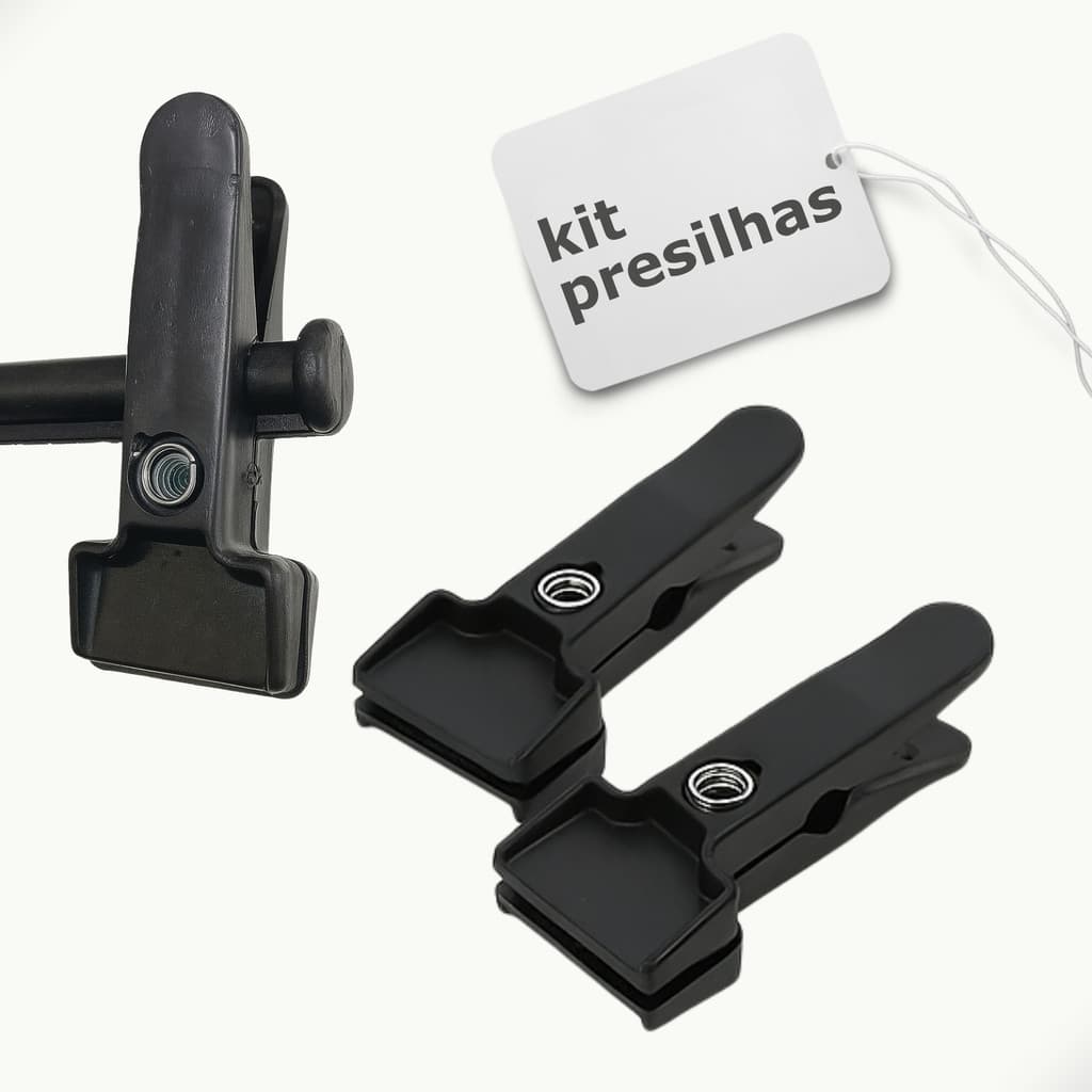 Kit Presilha Plástico Cabide 8mm Preto Prendedor Clip Organizador Armário Roupas
