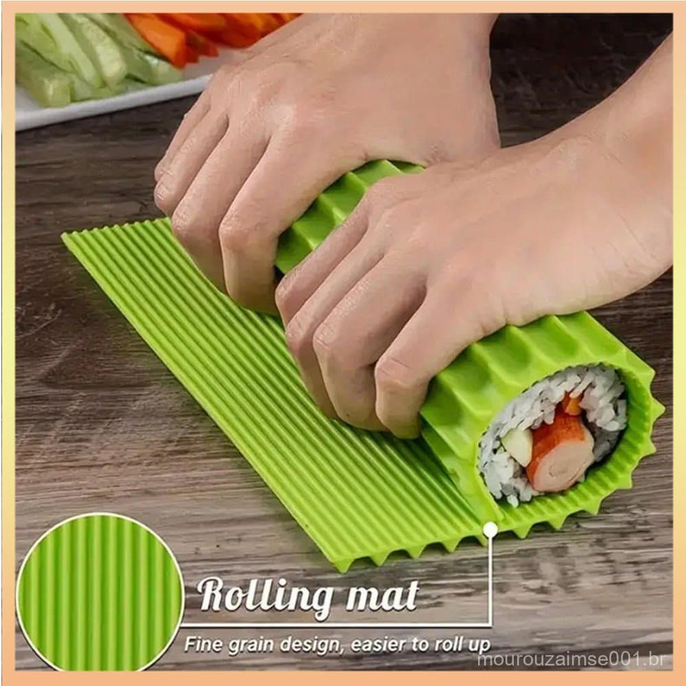 Cortina De Rolamento De Sushi De Silicone Rolo De Mão Esteira Ferramenta Antiaderente Japonês Reutilizável
