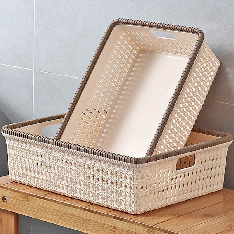 Imitação de Rattan cesta de armazenamento de mesa brinquedo doméstico caixa de armazenamento de artigos diversos cesta d