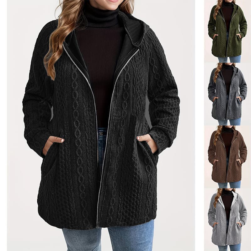 XL-5XL Outono Inverno Feminino Casaco Senhoras Topos Onda Solta Com Capuz