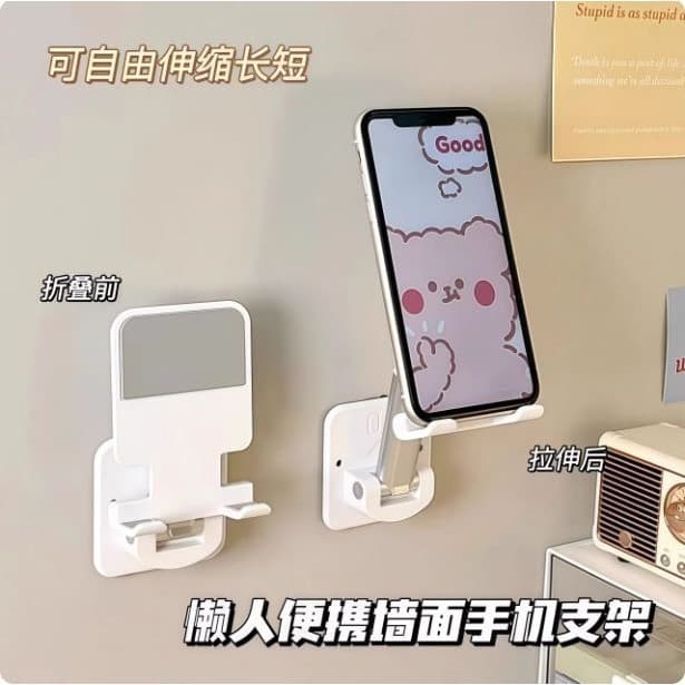 Suporte de parede para Tablet e celular, suporte de armazenamento de carregamento, parede dobrável, retrátil, pegajoso,