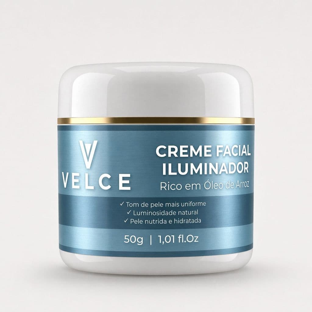 Creme Facial Iluminador Velce Óleo de arroz - Luminosidade, Uniformização, Antioxidante e Hidratação