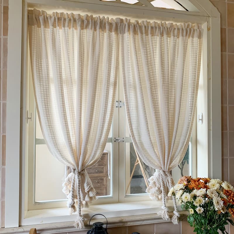 Estilo americano estilo creme estilo japonês algodão linho cortinas Blackout sem perfuração cortinas de gaze Velcro tran