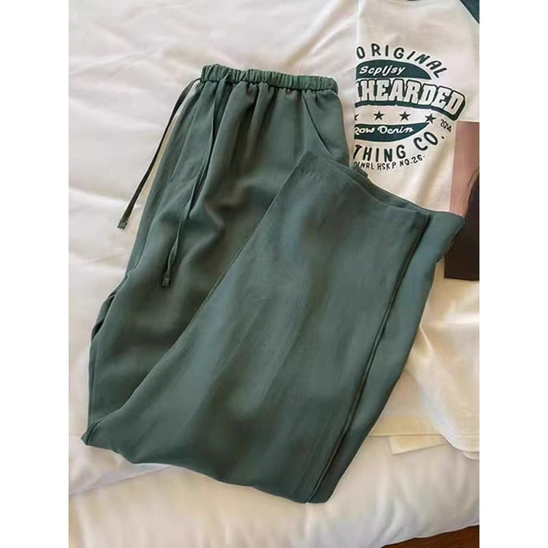 Zmo Qinghe ~ Verão estilo fino Drape gelo seda tornozelo comprimento calças femininas soltas casuais tamanho grande lega