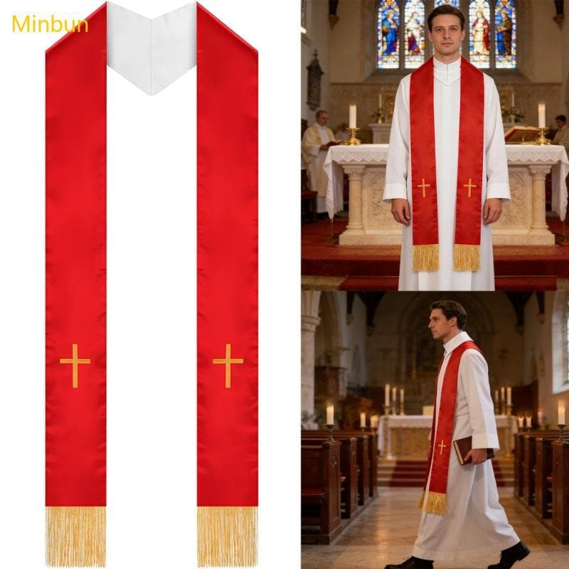 Minbun Clergy Dupla Face Roubou Design Bordado E Xale Sacerdote Detalhe Ornamental