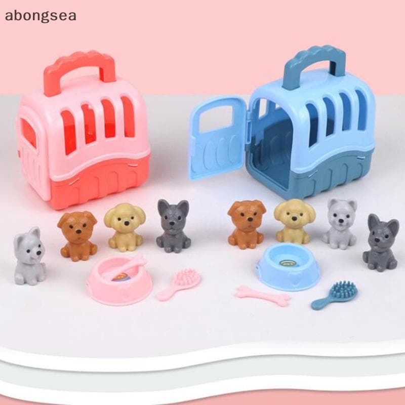 8/11 Pçs Natal DIY Decoração Presentes Bonito Cão Pet Cesta Brinquedos Da Família Ninho De Gato Conjunto Adereços Cena J