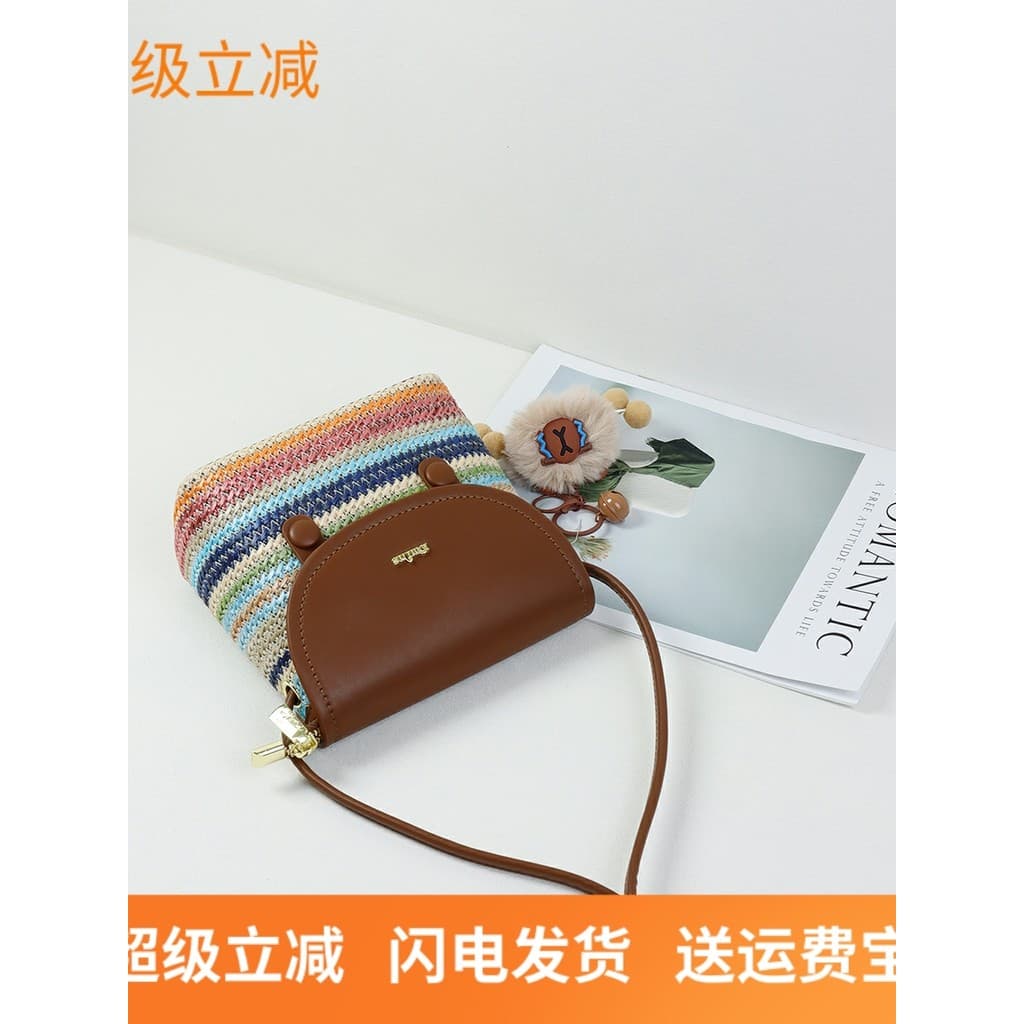 Bolsa balde de tecido feminina 2026 novo estilo bolsa mensageiro para celular verão bolsa pequena fresca