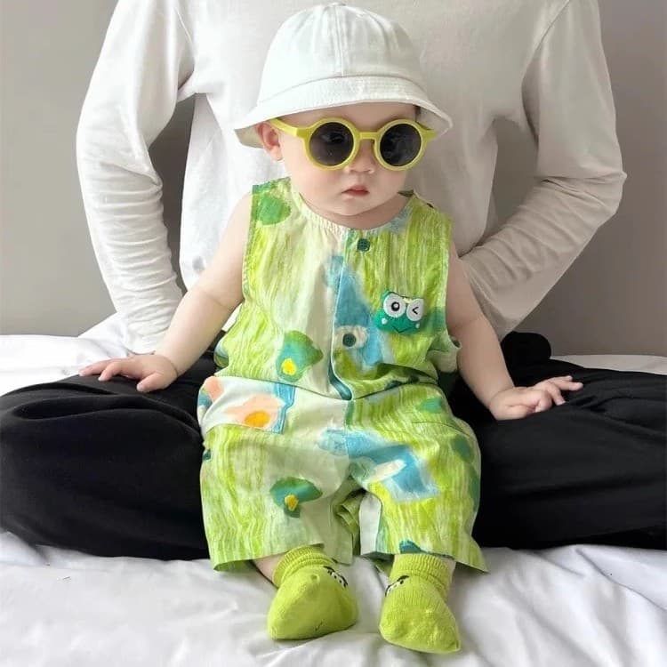 Roupas infantis verão estilo fino passeio pequeno mês idade menino bebê colete macacão verão dopamina Wear feminino