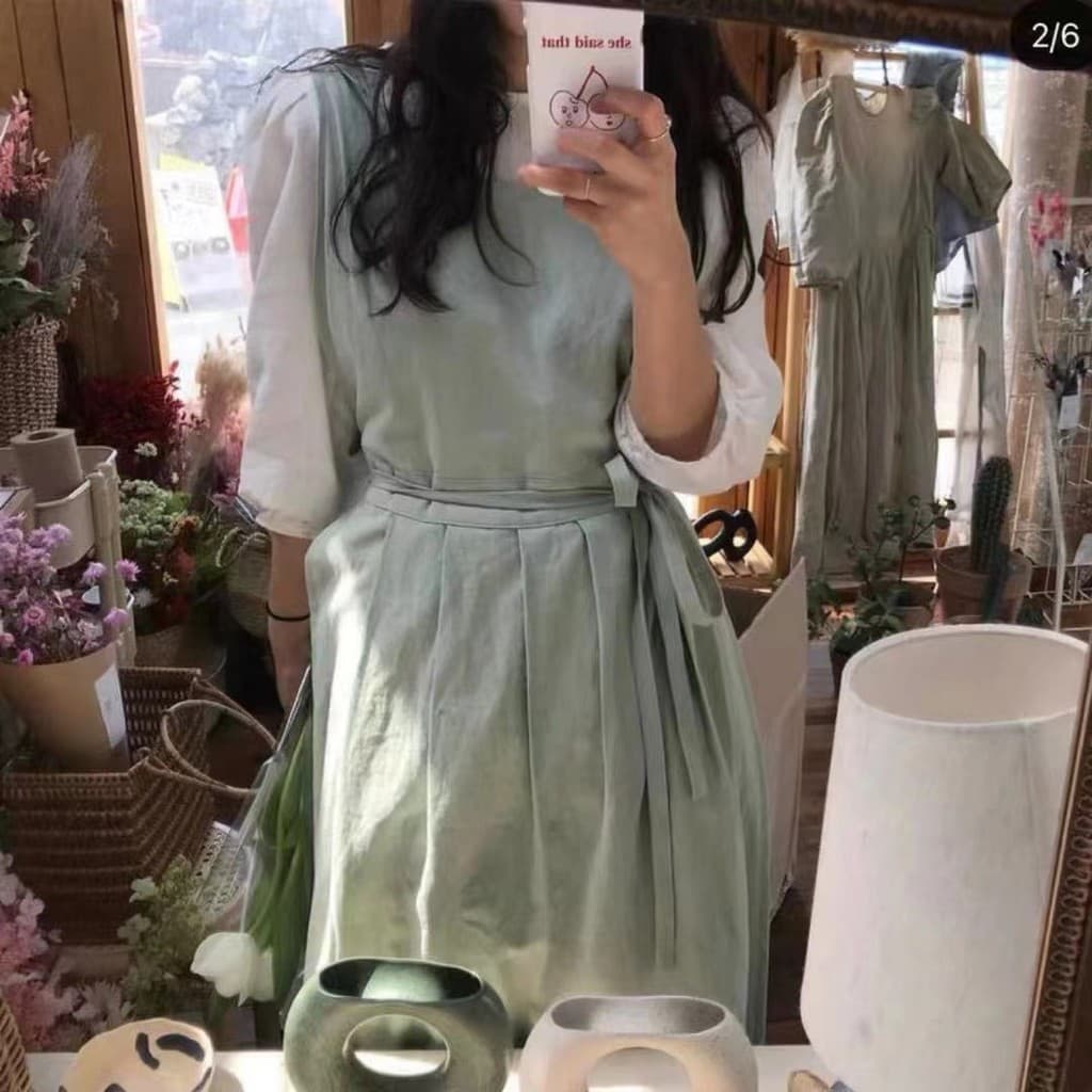 Francês ins estilo japonês versão coreana lavável avental de algodão cozimento arte Floral Manicure roupas de trabalho b