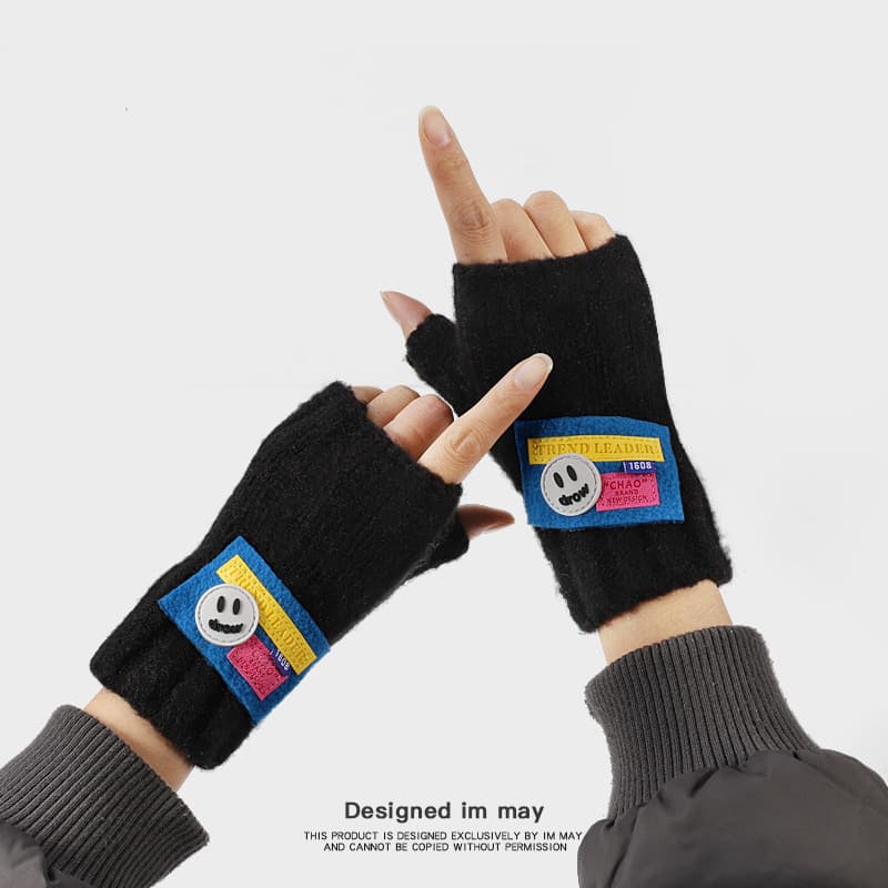 Legal Street Wear luvas sem dedos masculino tendência de inverno versão coreana equitação estudante meio dedo quente inv