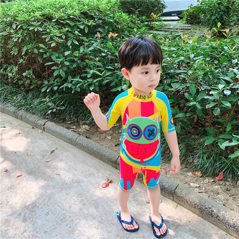 Coreia coreia coreano fã legal maiô infantil meninos protetor solar médio pequeno crianças bebês de uma peça quente Anti
