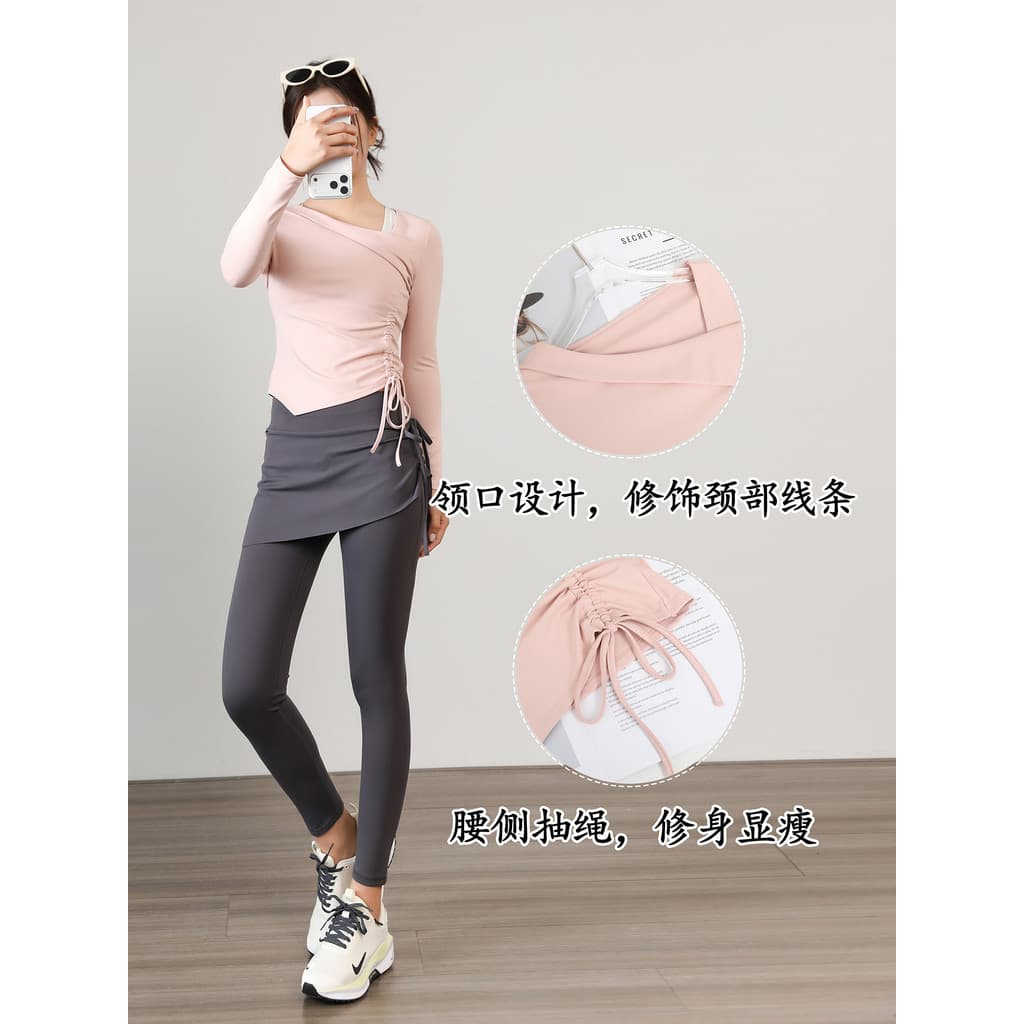 Correndo terno esportivo feminino outono 2026 novo estilo moda cintura estreita magro-ajuste Yoga topo de secagem rápida