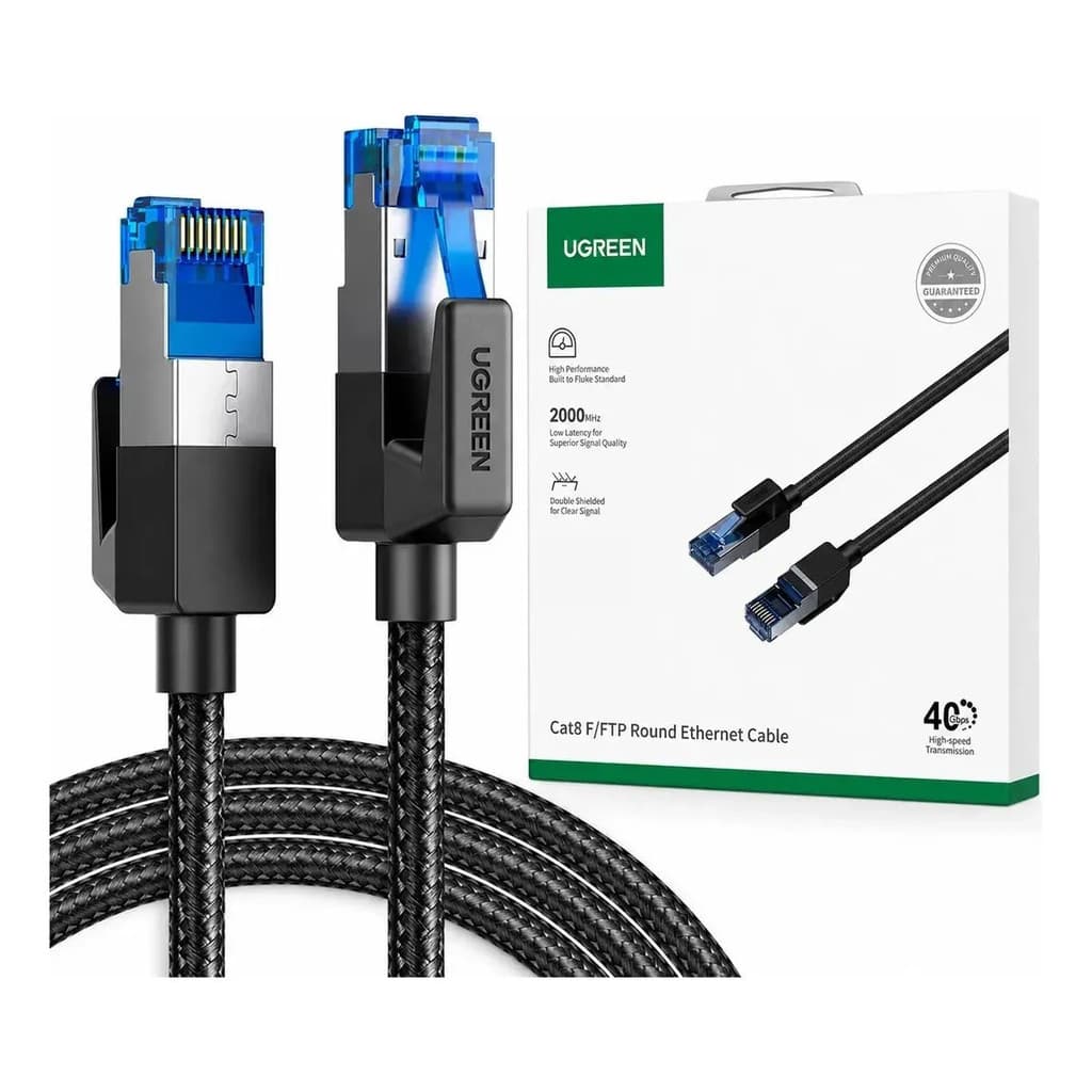 Cabo LAN RJ45 Cat8 Ugreen 5 Metros 40Gbps 2000MHz Original Pronta Entrega Envio Rapido Turbo Oferta Nylon Trancado