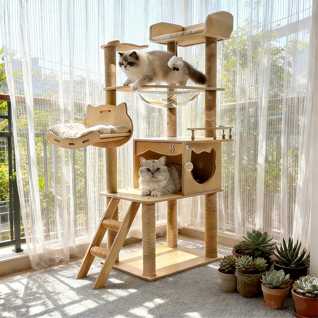 Quadro de escalada para gatos maca de gato árvore integrada espaço doméstico cápsula plataforma de salto quatro estações