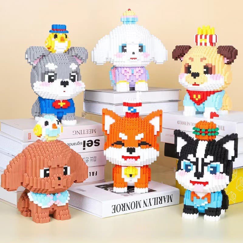 2026 Novos Produtos Pronto Estoque Pequeno Leite Cão Blocos de Construção Bichon Erha Shiba Inu Teddy Dog Blocos de Cons