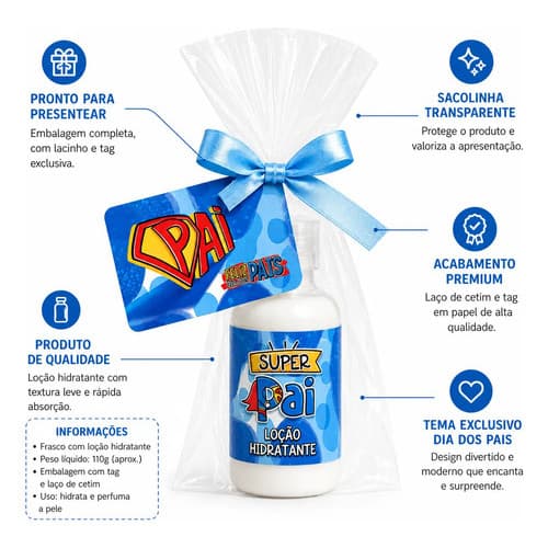 Kit 25 Mini Hidratante Dia dos Pais Lembrancinha Presente Mimo