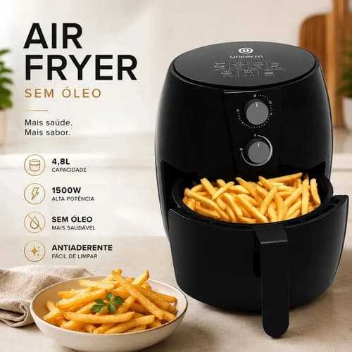 Fritadeira Air Fryer Unitermi Cairo 4,8l 1500w Preta Preto 127v