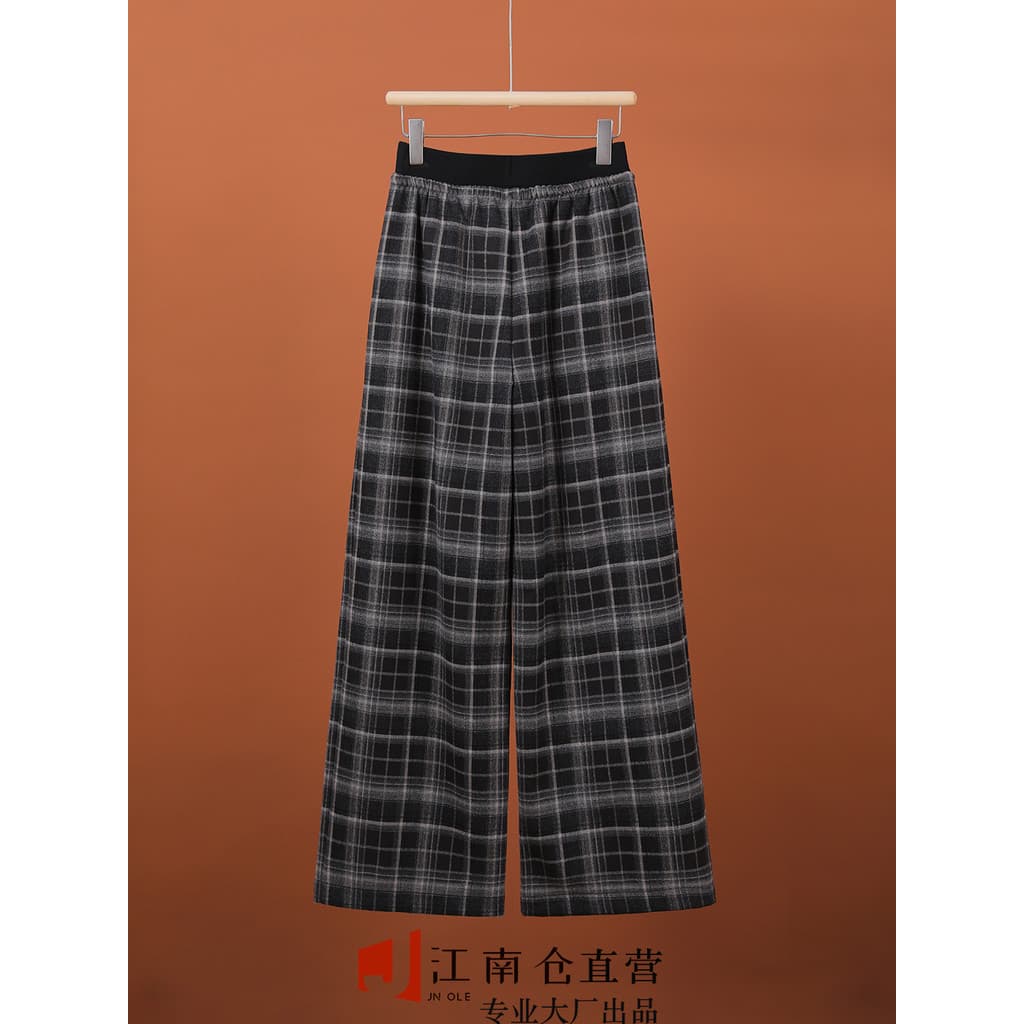 Jiangnan Warehouse [Luxury G] Especial ~ Outono Inverno Engrossado Calças Soltas Senhoras Melade Verificadas Calças Casu