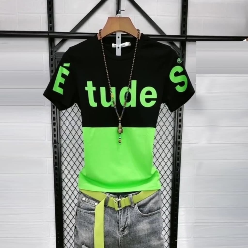 Influenciador camiseta masculina de manga curta versão coreana magro-ajuste na moda ins Street Wear camiseta moda carta