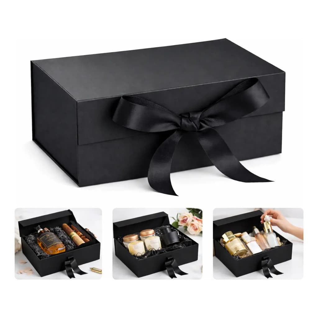 Kit 5 Caixa Cartonada De Presente Premium Rígida C/ Laço Imã 20x18x8cm Luxo