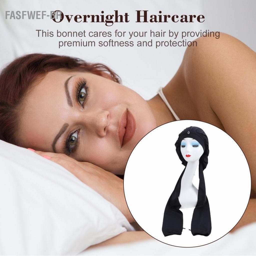 Fasfwef-br Fasfwef-br Boné feminino respirável para dormir, elástico para dormir, tranças de cabelo longo
