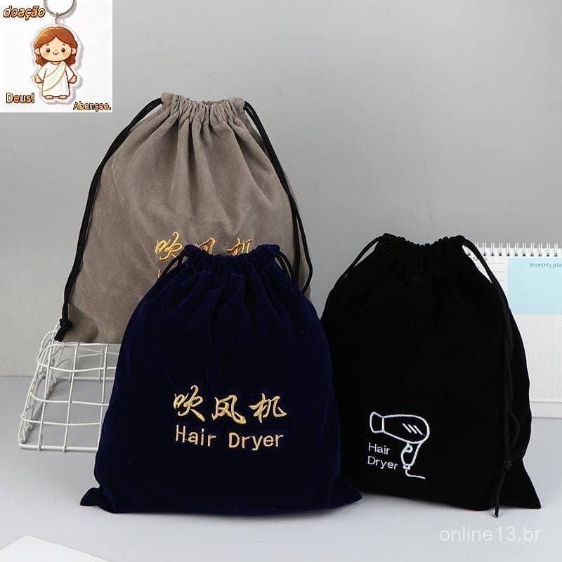 Saco De Pano Para Secador De Cabelo Difusor Bolsa Capa Com Fecho De Cordão De Algodão/Cinto De Armazenamento Flut