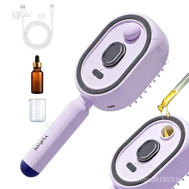 Escova de Vapor Elétrica para Cabelo, Antiestática, Recarregável, com Luz Vermelha, Almofada de Ar, Anti-Frizz, Sem Fio,