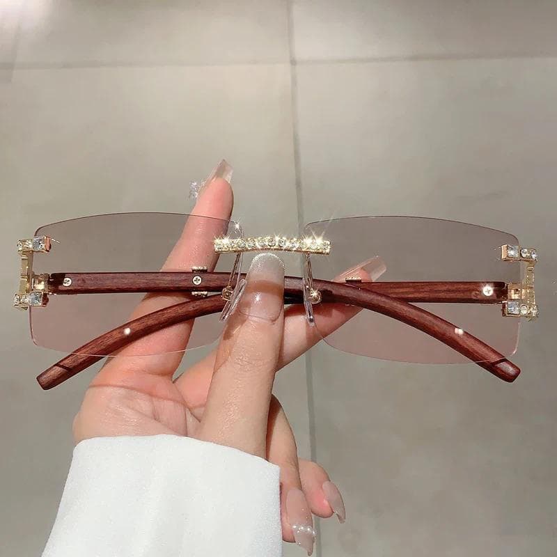 Óculos De Sol Retangulares Moda Vintage Gradiente Oceano Lentes
