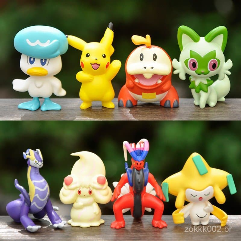 8Pcs/Set 5cm Anime Pokemon Scarlet E Violeta Figura Pikachu Jirachi Sprigatito Fuecoco Quaxly Koraidon Miraidon Q Versão