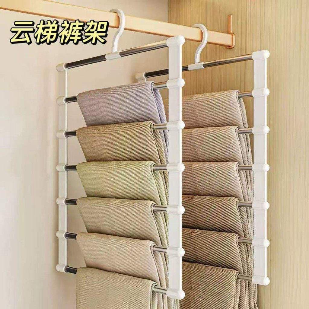 Nuvem escada calças rack pendurado calças cabide especial doméstico não-marcação calças de aço inoxidável rack Multi-cam