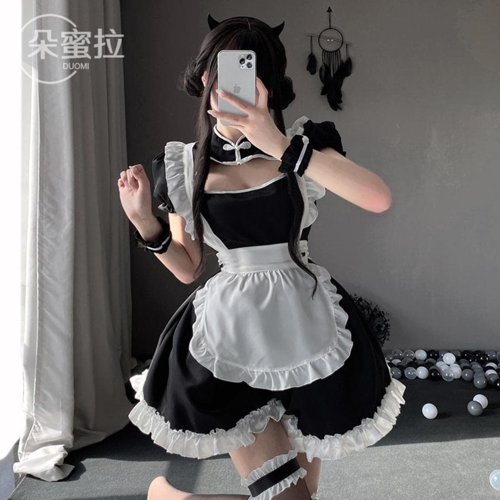 Traje de empregada de Halloween estilo chinês cosplay traje bonito Lolita uniforme vestido diário tradicional empregada