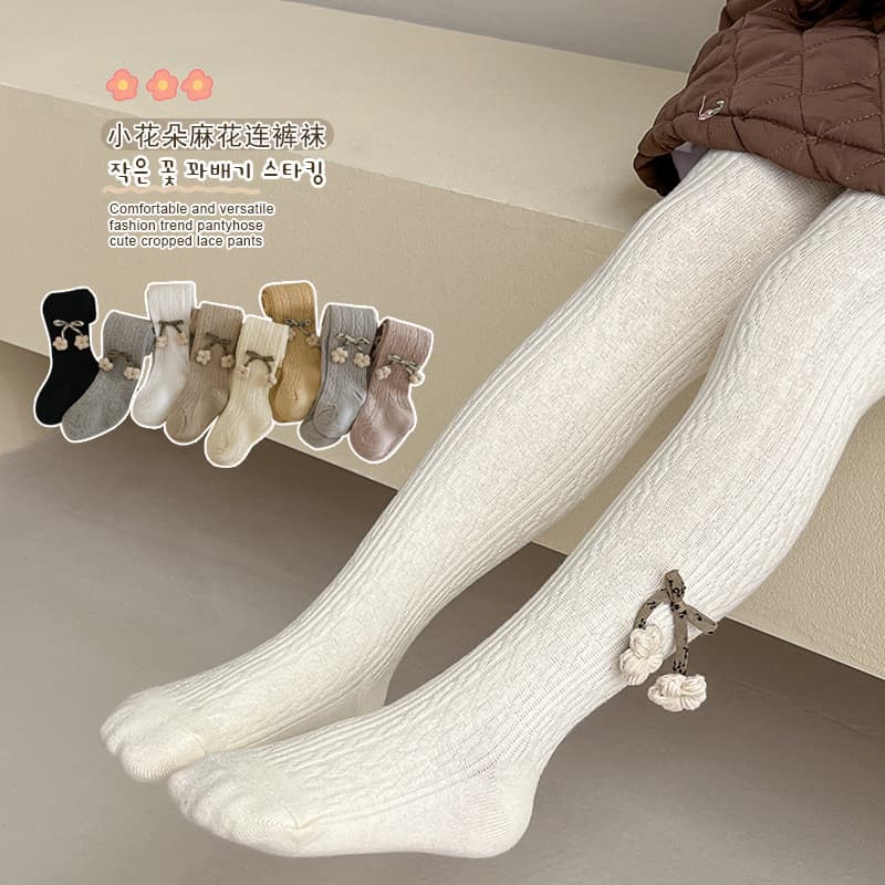 Crianças meia-calça primavera outono novo estilo meninas Leggings de malha arquivo aberto do bebê meias arco algodão