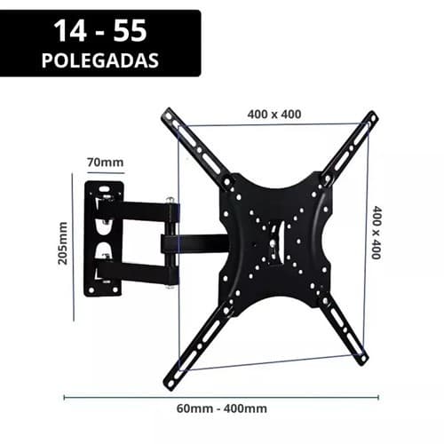Suporte Articulado TV 14 A 55 Polegadas Até 50kg LCD LED Casa Pronta Entrega