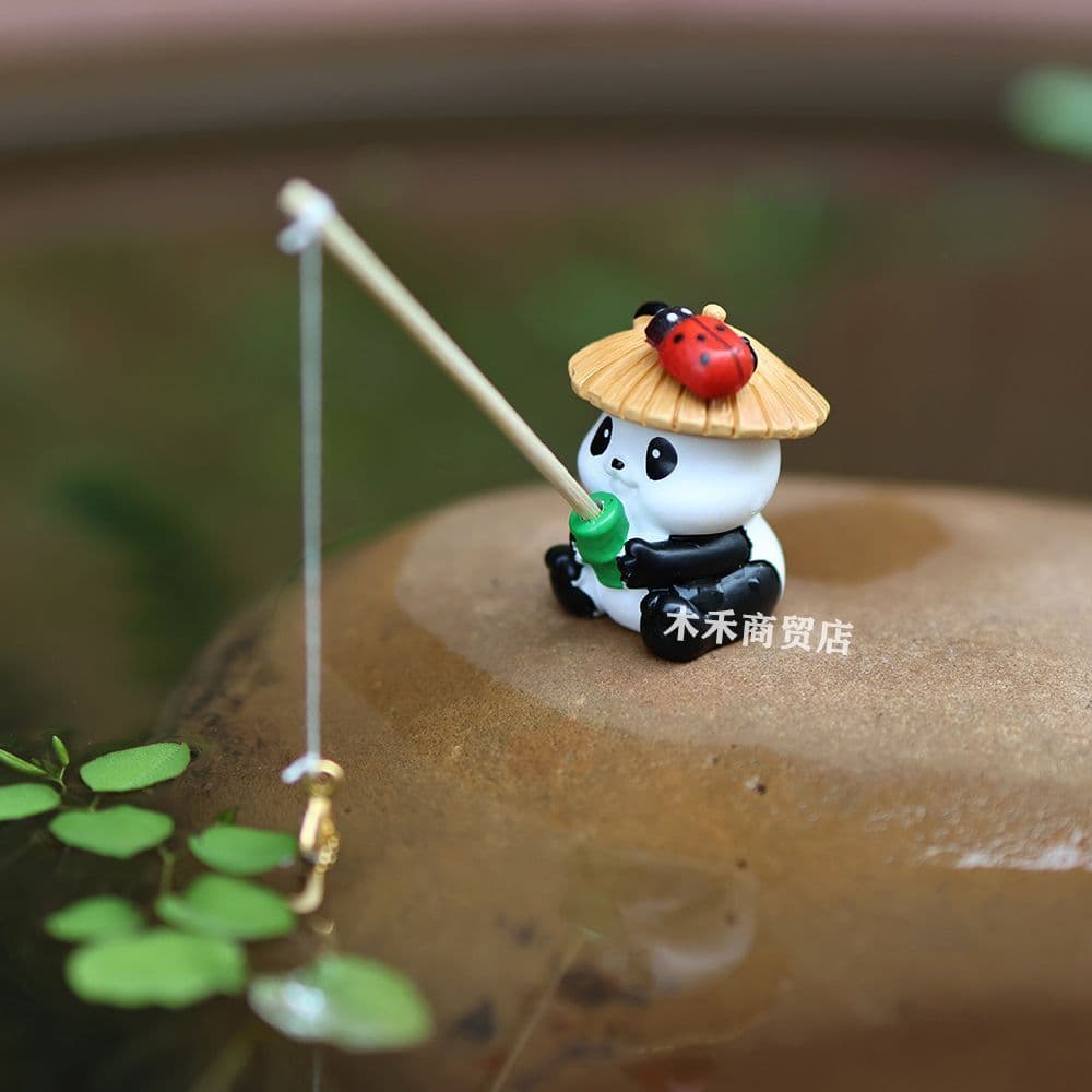 ❤❤ Panda pesca sapo pesca decoração ornamentos ecológico método antigo tanque de peixes estilo chinês Rockery fluindo la