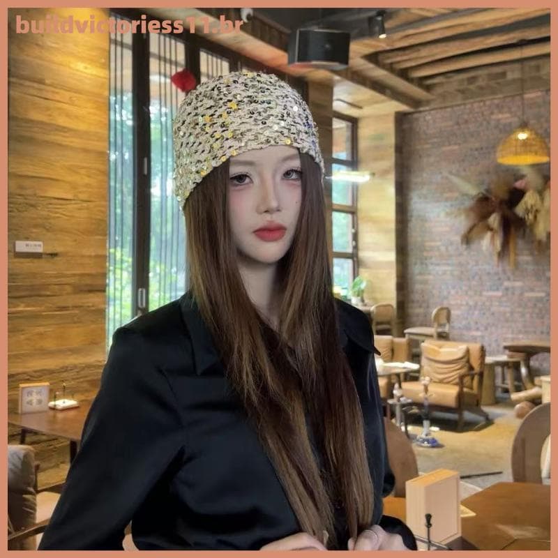 BDVT Coreano Retro Oco Lantejoulas Gorros Boné Y2K Verão Outono Fino Respirável Versátil Mostrar Rosto Pequeno Bonito Pu