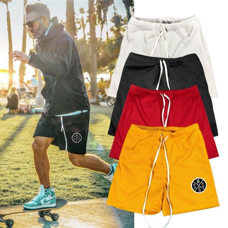 Shorts de Fitness Masculinos para Esportes de Verão, Malha Respirável de Secagem Rápida para Musculação, Corrida e Trein