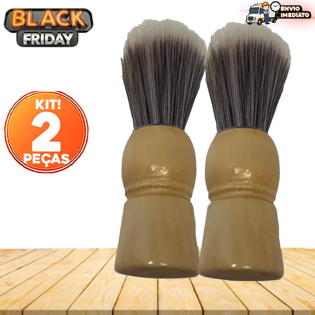 Kit 2 Pincéis de Barbear Profissional – Aplicador de Espuma Lavável e Macio para Uso Doméstico