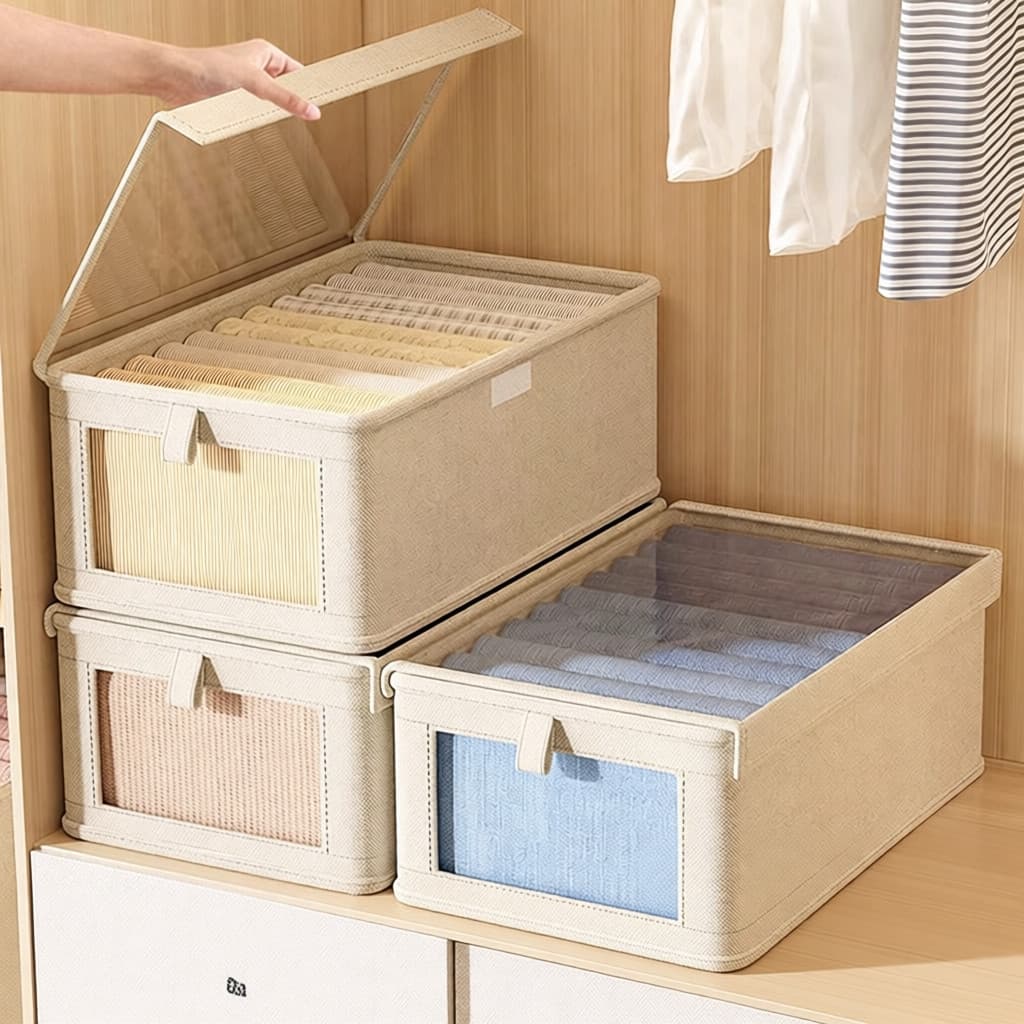 Japão importado caixa de armazenamento de roupas guarda-roupa doméstico em camadas organizador caixa colocar roupas calç